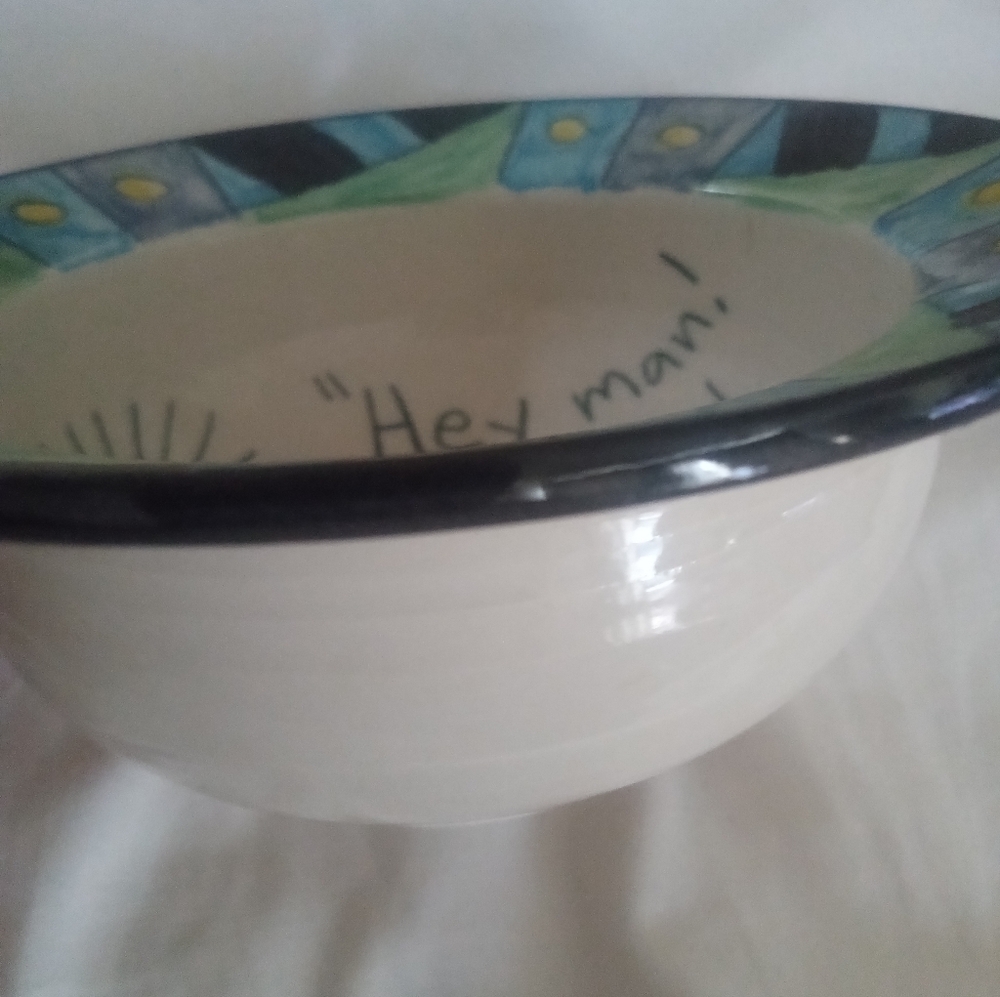 Tom Edwards Wallyware Handpainted Dip Bowl 1980's - Picture 3 of 4